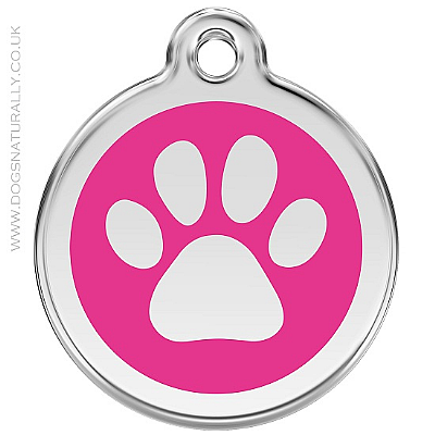 Hot Pink Paw Print Dog ID Tags (3x sizes)